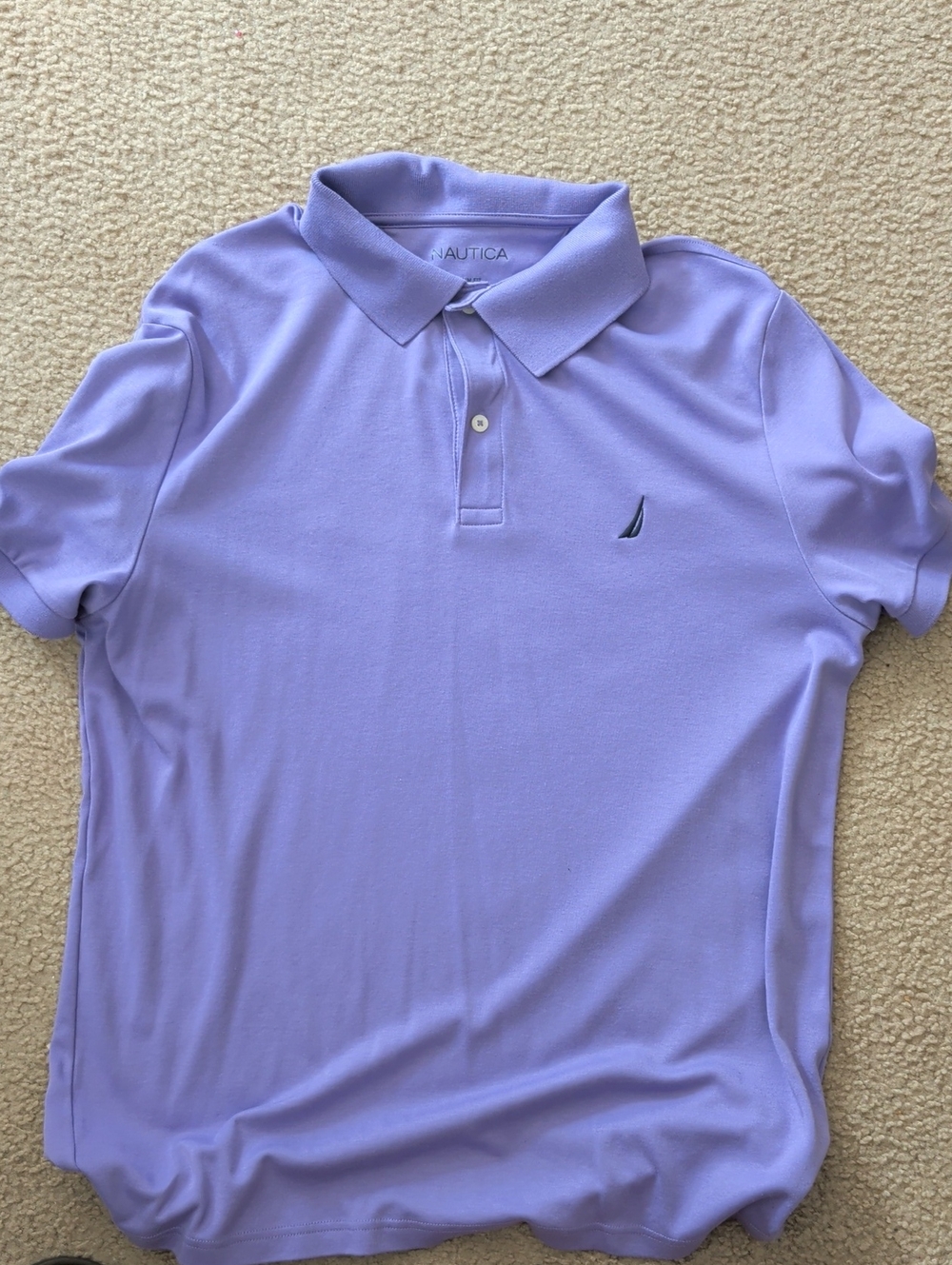 Nautica Men's Light Purple Polo Shirt with Embroidered Sail Logo
